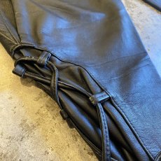 画像6: 80's LEATHER BLACK COLOR SIDE LACE UP WAIST DESIGN PANTS / W25~W28 (6)