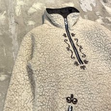 画像3: EMBROIDERY HALF ZIP BOA JACKET / Mens L / MADE IN AUSTRIA (3)