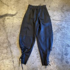 画像2: 80's LEATHER BLACK COLOR SIDE LACE UP WAIST DESIGN PANTS / W25~W28 (2)