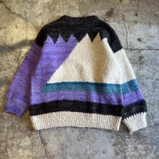 画像2: MIX COLOR ART PATTERN OVER DESIGN KNIT SWEATER / Ladies XL (2)