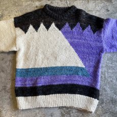 画像7: MIX COLOR ART PATTERN OVER DESIGN KNIT SWEATER / Ladies XL (7)