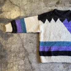 画像9: MIX COLOR ART PATTERN OVER DESIGN KNIT SWEATER / Ladies XL (9)