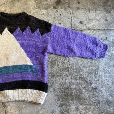 画像6: MIX COLOR ART PATTERN OVER DESIGN KNIT SWEATER / Ladies XL (6)