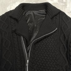 画像10: BLACK COLOR RIDERS STYLE DOUBLE ZIP KNIT JACKET / Mens XL (10)