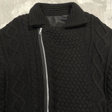 画像11: BLACK COLOR RIDERS STYLE DOUBLE ZIP KNIT JACKET / Mens XL (11)