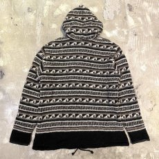 画像2: NATIVE PATTREN WOOL KNIT ZIP UP HOODIE JACKET / Mens L / MADE IN NEPAL (2)