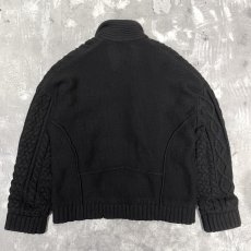 画像2: BLACK COLOR RIDERS STYLE DOUBLE ZIP KNIT JACKET / Mens XL (2)