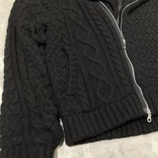 画像5: BLACK COLOR RIDERS STYLE DOUBLE ZIP KNIT JACKET / Mens XL (5)