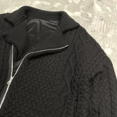 画像4: BLACK COLOR RIDERS STYLE DOUBLE ZIP KNIT JACKET / Mens XL (4)