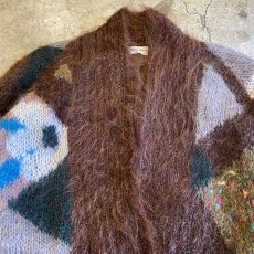 画像4: MIX PATTERN COLOR DOUBLE DESIGN KNIT MOHAIR CARDIGAN / Ladies L (4)