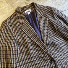 画像3: CHECK ALL OVER PATTERN DESIGN TAILORED JACKET / Ladies L (3)