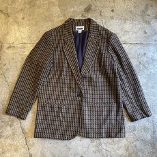 画像1: CHECK ALL OVER PATTERN DESIGN TAILORED JACKET / Ladies L (1)