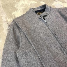 画像3: BAND COLLAR GRAY WOOL ZIP UP JACKET / Mens L / MADE IN USA (3)