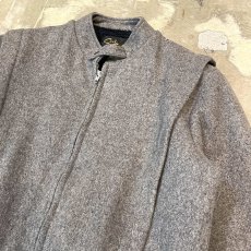 画像4: BAND COLLAR GRAY WOOL ZIP UP JACKET / Mens L / MADE IN USA (4)