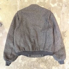 画像2: BAND COLLAR GRAY WOOL ZIP UP JACKET / Mens L / MADE IN USA (2)