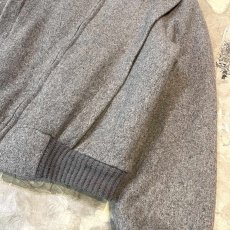 画像6: BAND COLLAR GRAY WOOL ZIP UP JACKET / Mens L / MADE IN USA (6)