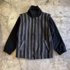 画像1: FRONT STRIPE PATTERN HI NECK DESIGN ZIP UP JACKET / Ladies M (1)