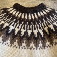 画像4: OLD DESIGN NORDIC PATTERN KNIT SWEATER / Ladies S(M) (4)