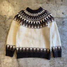 画像1: OLD DESIGN NORDIC PATTERN KNIT SWEATER / Ladies S(M) (1)