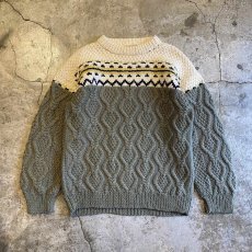 画像1: POINT PATTERN DESIGN PURE WOOL ALAN KNIT SWEATER / Ladies L (1)