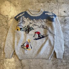 画像1: DESIGN SKI PATTERN KNIT SWEATER / Ladies L (1)