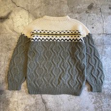 画像2: POINT PATTERN DESIGN PURE WOOL ALAN KNIT SWEATER / Ladies L (2)