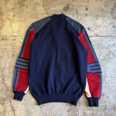 画像2: BI COLOR SLEEVE MOTOCROSS DESIGN KNIT SWEATER / Ladies L(54) (2)