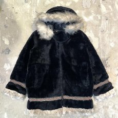 画像1: LINER PADDED FAUX FUR HOODIE ZIP UP JACKET / Mens M (1)