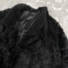 画像4: BLACK COLOR FAUX FUR DESIGN JACKET / Mens L  (4)