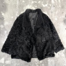 画像1: BLACK COLOR FAUX FUR DESIGN JACKET / Mens L  (1)