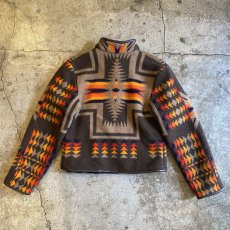 画像2: NATIVE PATTERN STAND COLLAR DESIGN SHORT DESIGN JACKET / Ladies M  (2)