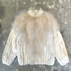 画像1: WHITE FAUX FUR SWITCHED HI-NECK JACKET / Mens L (1)