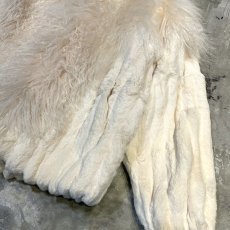 画像6: WHITE FAUX FUR SWITCHED HI-NECK JACKET / Mens L (6)