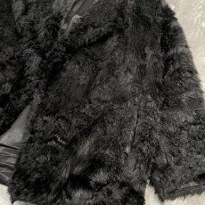 画像6: BLACK COLOR FAUX FUR DESIGN JACKET / Mens L  (6)