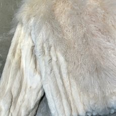 画像5: WHITE FAUX FUR SWITCHED HI-NECK JACKET / Mens L (5)