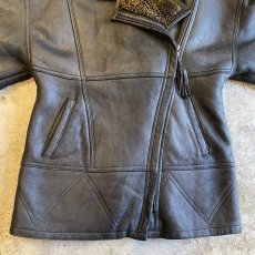 画像9: REAL LEATHER FAUX MOUTON DESIGN ZIP UP JACKET / Ladies S~M (9)