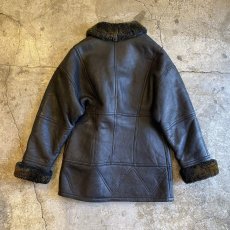 画像2: REAL LEATHER FAUX MOUTON DESIGN ZIP UP JACKET / Ladies S~M (2)