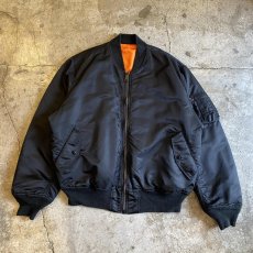 画像1: 【ALPHA】BLACK COLOR REVERSIBLE DESIGN MA-1 FLIGHT JACKET / Ladies XL  (1)