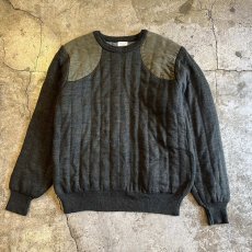 画像1: SHOULDER ELBOW PATCH DESIGN QUILTING L/S SWEATER / Ladies L(M) / MADE IN WALES U.K (1)