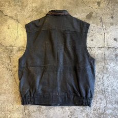 画像2: FRONT POCKET OVER DESIGN REAL LEATHER VEST / Ladies XL(52) (2)