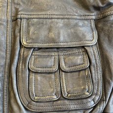 画像12: FRONT POCKET OVER DESIGN REAL LEATHER VEST / Ladies XL(52) (12)