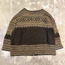 画像2: NORDIC BORDER PATTERN HOOK UP KNIT CARDIGAN / Mens M (2)