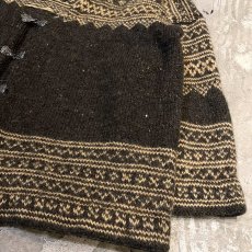 画像6: NORDIC BORDER PATTERN HOOK UP KNIT CARDIGAN / Mens M (6)