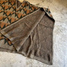 画像5: OLD ALL OVER NATIVE PATTERN DESIGN WOOL PONCHO / Ladies L (5)