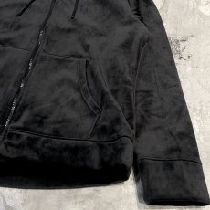 画像6: BLACK VELOUR ZIP UP HOODIE JACKET / Mens L (6)