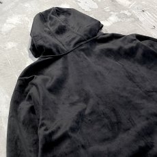 画像9: BLACK VELOUR ZIP UP HOODIE JACKET / Mens L (9)