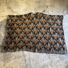 画像2: OLD ALL OVER NATIVE PATTERN DESIGN WOOL PONCHO / Ladies L (2)