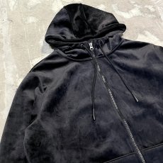 画像3: BLACK VELOUR ZIP UP HOODIE JACKET / Mens L (3)