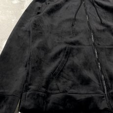 画像5: BLACK VELOUR ZIP UP HOODIE JACKET / Mens L (5)