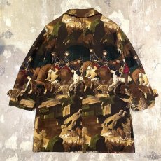 画像2: ALL OVER ART GRAPHIC PATTERN HALF COAT / Mens L / MADE IN ITALY (2)